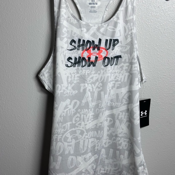 Under Armour Women Athletic Gray Tank Top Compression Show Up Show Out Size M. - Picture 5 of 10